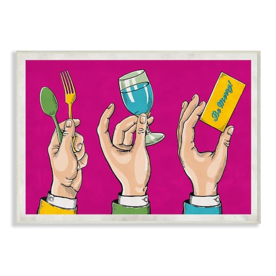 Stupell Industries Eat Drink Be Merry Neon Pink Framed Wall Art